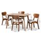Baxton Studio Katya Mid-Century Modern Grey Fabric and Walnut Brown Finished Wood 5-Piece Dining Set 183-11635-11644-Zoro - alternate 3